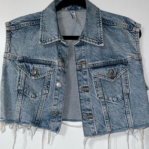 Cropped Denim Vest